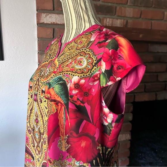 Ted Baker Aalia Cap Sleeve Tropical Bird Print Shift Dress in Red Sz 12 - Picture 8 of 12